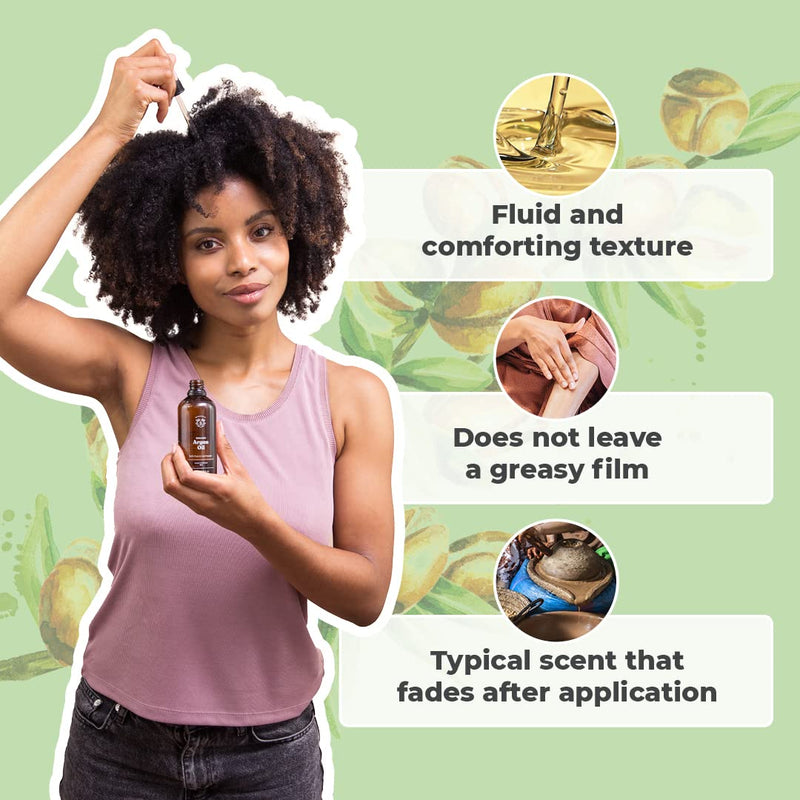 [Australia] - ORGANIC ARGAN OIL | 100% Pure, Natural & Cold Pressed | Hair, Face, Body, Beard, Nails | Vegan & Cruelty Free | Glass Bottle + Pipette + Pump (100ml) 100ml 