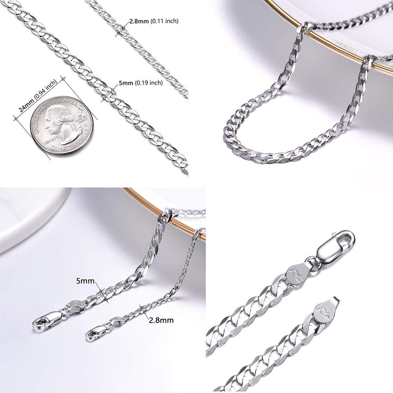 [Australia] - PROSTEEL 925 Sterling Silver Cuban Link Chain/Figaro Chain/Rope Chain, Solid Silver Necklace for Women Men, 14"/18"/20"/22"/24"/26"/28", Come Gift Box 22.0 Inches cuban chain-width: 0.11inch(2.8mm) 