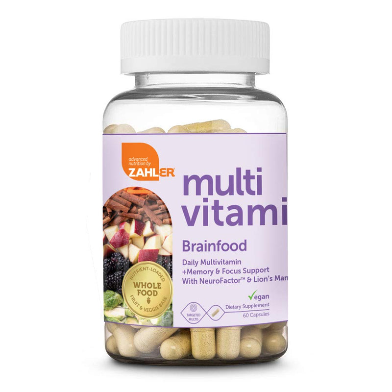 [Australia] - Multivitamin Brainfood, Daily Multivitamin +Memory and Focus Support, Multivitamin for Men and Women with Iron, Certified Kosher, 60 Capsules 