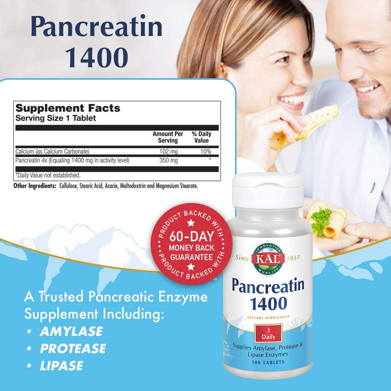 [Australia] - KAL 1400 Mg Pancreatin Tablets, 100 Count 