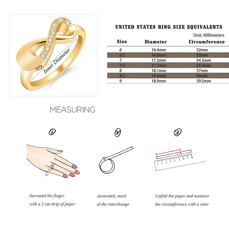 [Australia] - XSMZB Cremation Ring for Ashes Crystal Infinity Ring Memorial Keepsake Urn Ring Holder Ash for Pet/Human Urn Ring for Women Gold 8 
