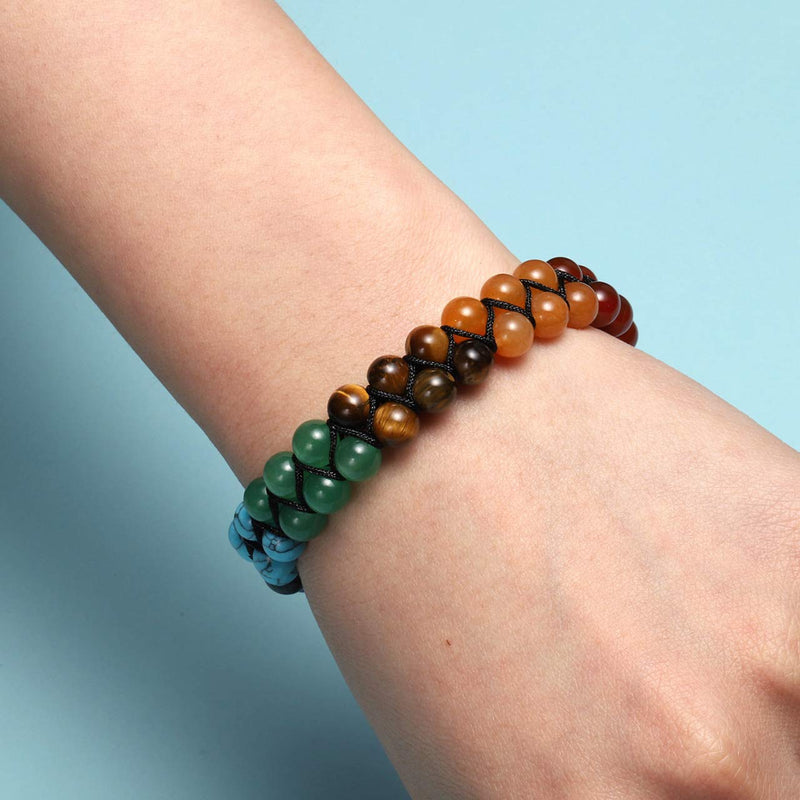 [Australia] - JSDDE 7 Chakra Healing Crystals Bracelet Womens Reiki Stone Rope Braided Gemstone Bracelet for Yoga Meditation Anxiety Relief 