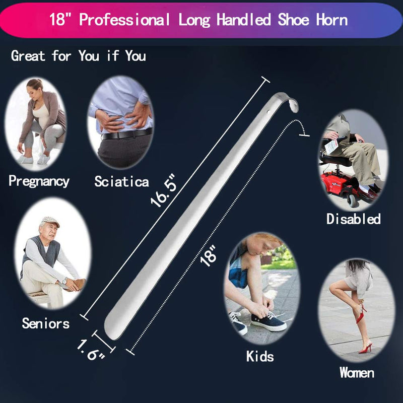 [Australia] - Metal Shoe Horn Long Handle For Seniors,Long Shoe Horns,Shoehorn for Women,Men,Kids,Elderly,Disabled,Pregnancy,Boots,Sneakers 