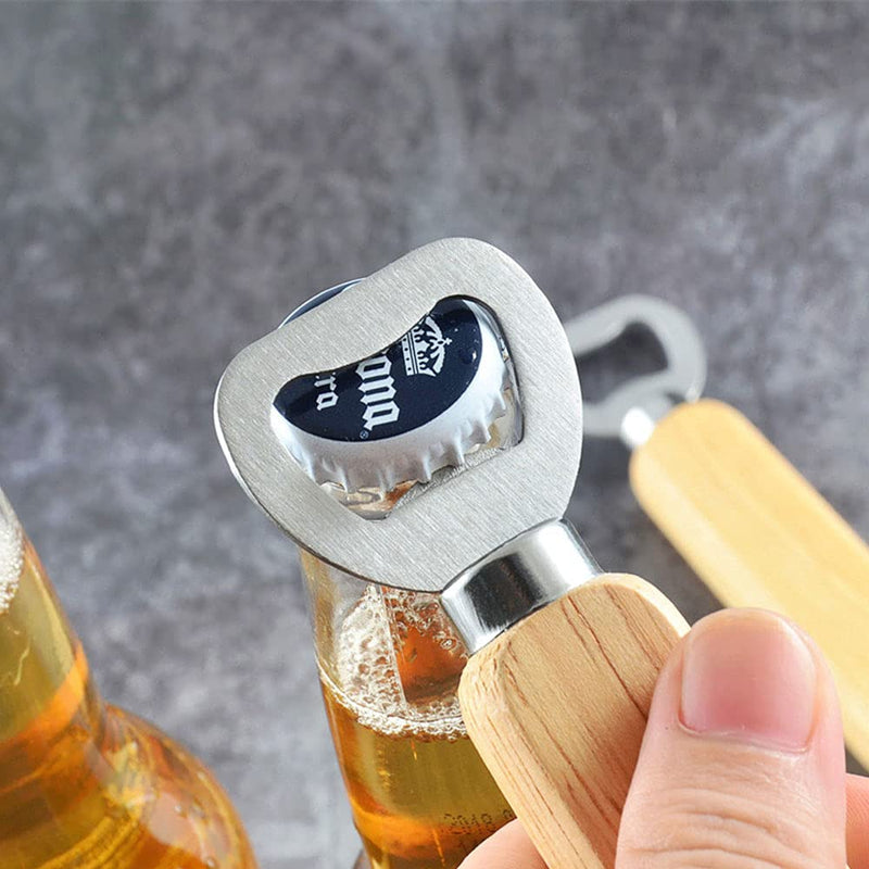 [Australia] - 4 Pcs Wooden Handle Beer Bottle Opener Personalised Bottle Opener for Bottle Cap Tools,Beer Gift for Men 