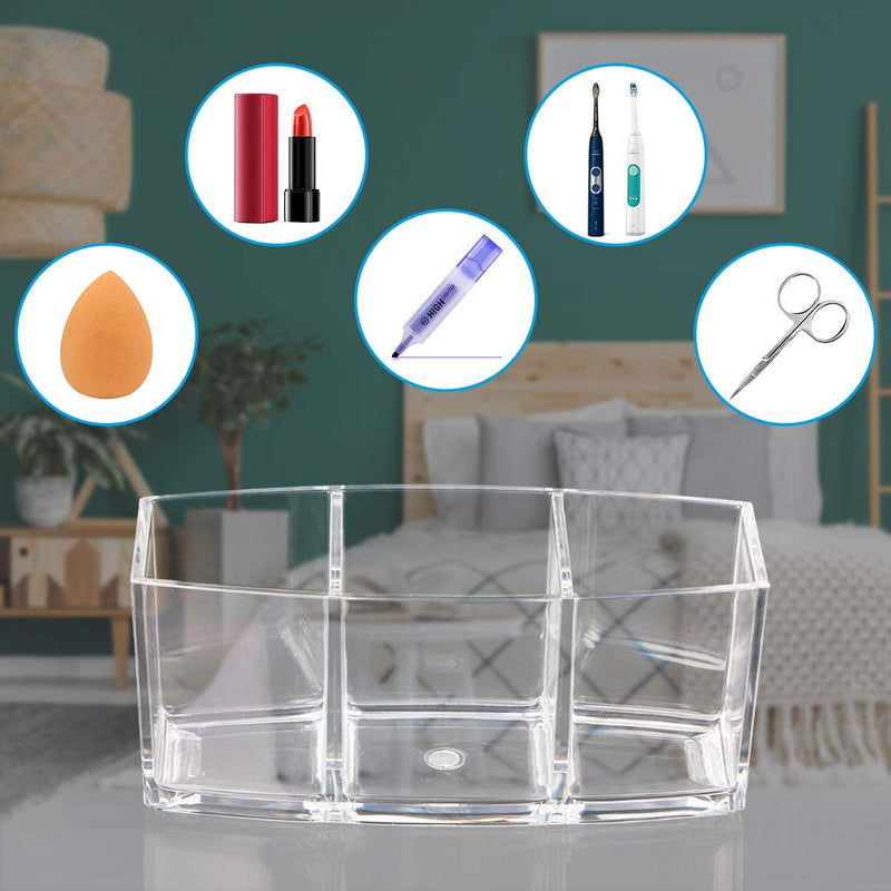 [Australia] - Makeup Brush Holder Organizer, 3 Slot Acrylic Makeup Brush Organiser, Eyeliners Display Holder for Comestic Organizing (2 Packs Clear) 2 Packs Clear 
