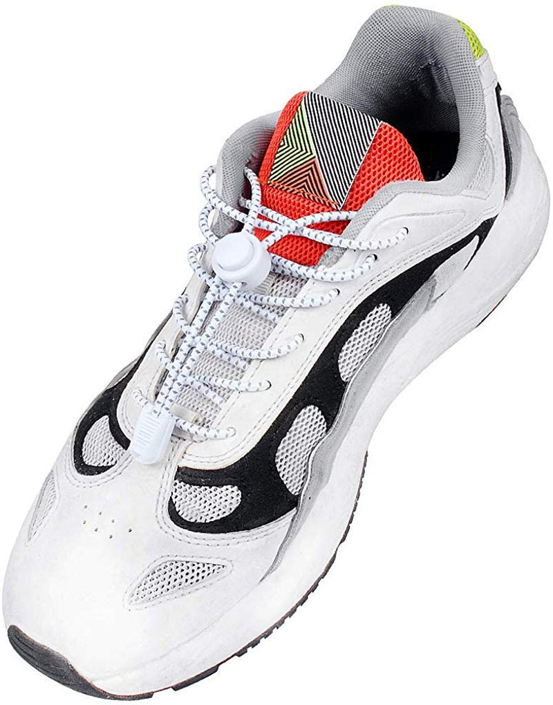 [Australia] - No Tie Shoe Laces Elastic Laces for Trainers White and Black Shoe Laces One Size Fits All for Kids and Adults (2 Pairs) 