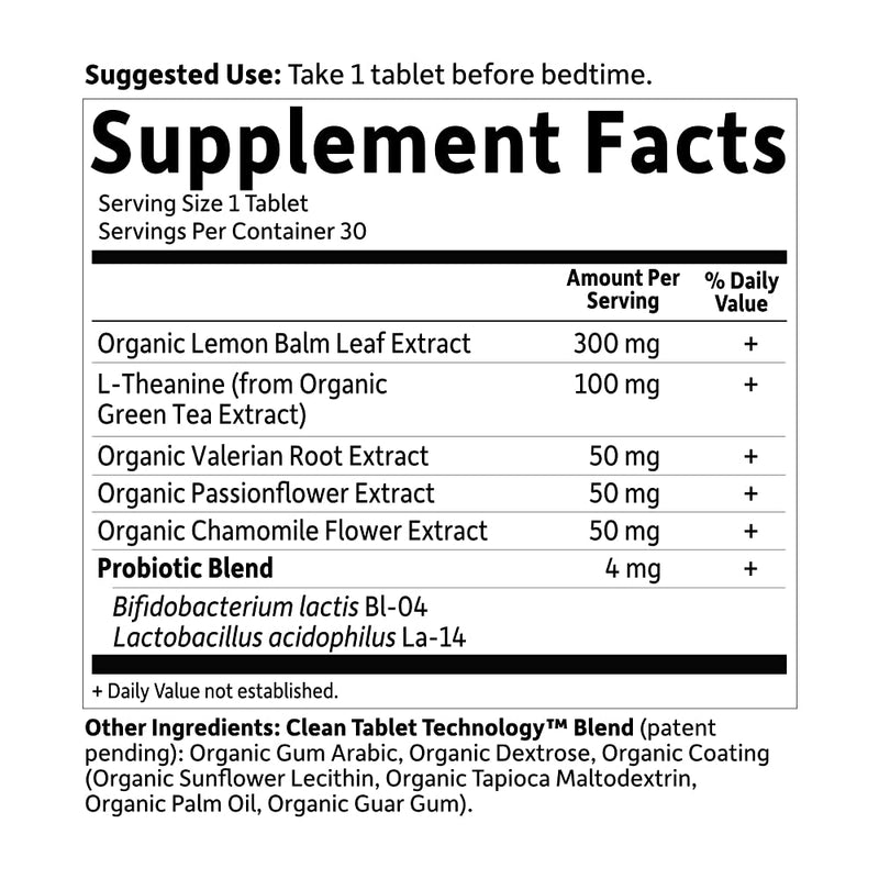 [Australia] - Garden of Life mykind Organics Sleep Well Rest & Refresh 30 Tablets, Lemon Balm, Green Tea Extract L-Theanine, Valerian Root, Chamomile, Probiotics-Organic Non-GMO Vegan Gluten Free Herbal Supplement 