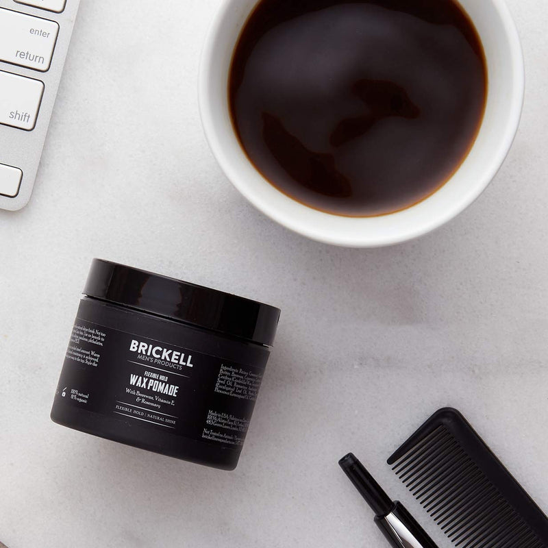 [Australia] - Brickell Men's Flexible Hold Wax Pomade for Men, Natural and Organic Irritation Free Natural Shine, 59 mL, Scented 