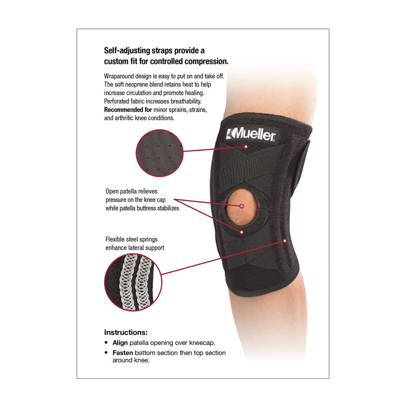 [Australia] - Mueller Sports Medicine Self-Adjusting Knee Stabilizer, For Men and Women, Black, One Size (Pack of 1) 