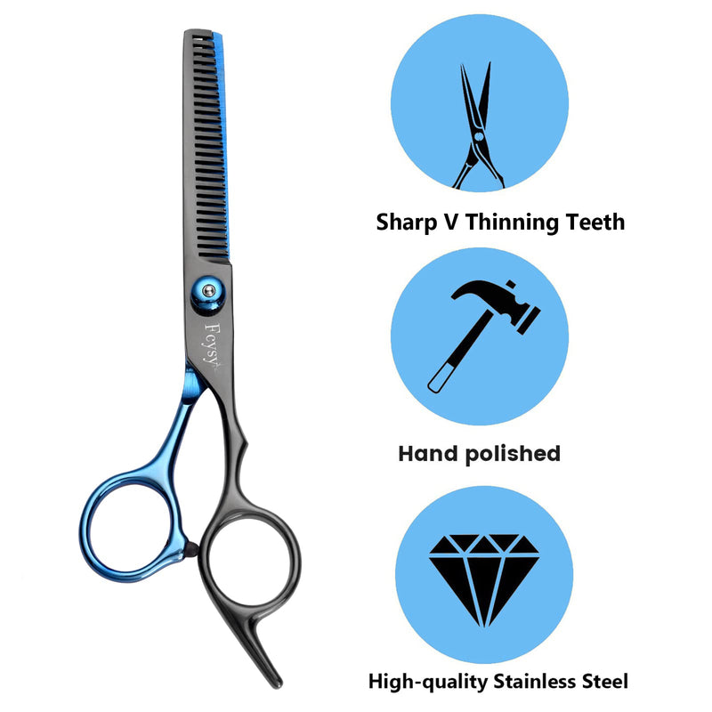 [Australia] - Thinning Scissors Hairdressing Blending Shears, Fcysy Professional Hair Thinning Scissors Texturizing Scissors Hairdresser Hair Thinner, Thinning Shears Kit with Comb Barber Haircut Scissors Set Blue Thinning Scissors 
