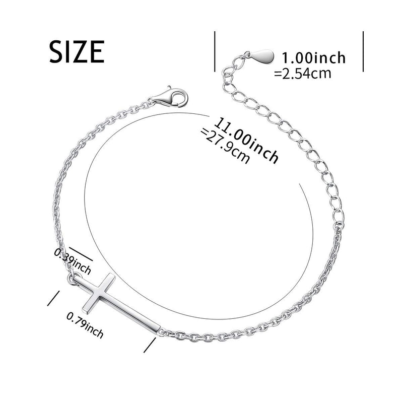 [Australia] - Anklet for Women S925 Sterling Silver Adjustable Foot Ankle Bracelet Cross: 11 Inches 