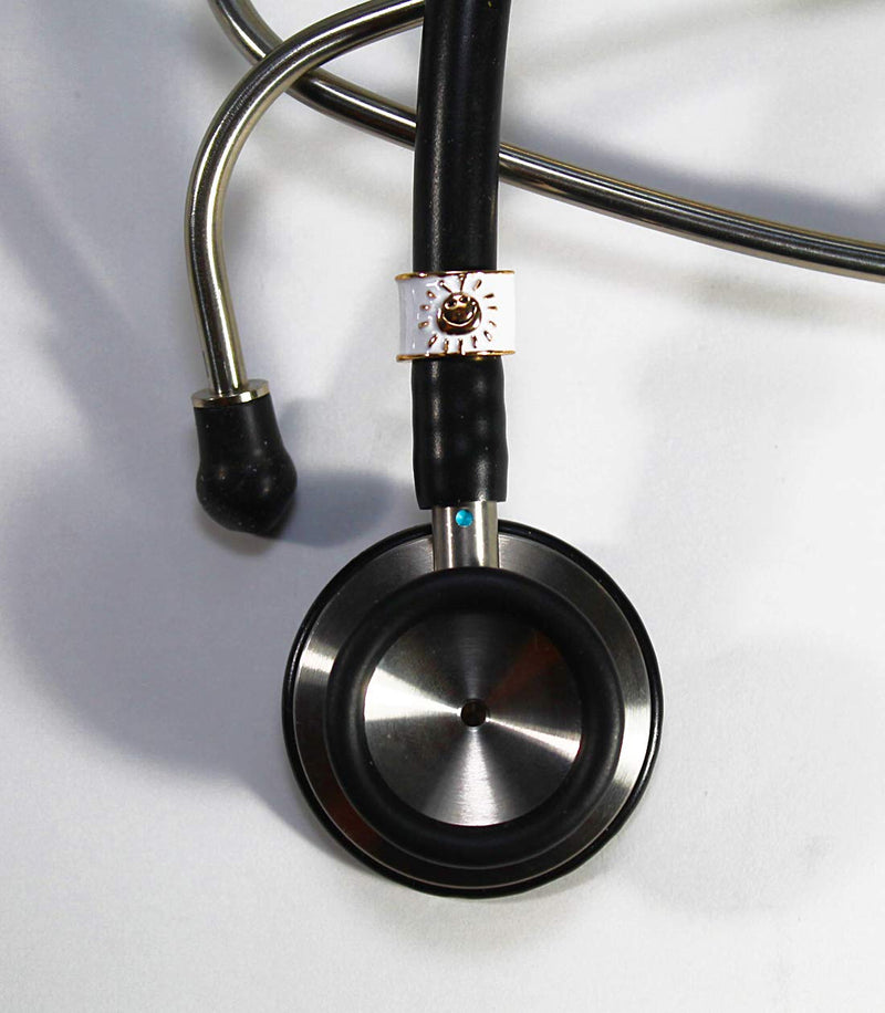 [Australia] - charMED Custom Stethoscope Charms - Sunshine Charm - Gifts for Nurses, Doctors, Veterinarians, Technicians, Surgeons, and Healthcare Professionals - Easy to Clean Metal - Gold Color 0.5" Ring Charm Gold Smiling Sun 