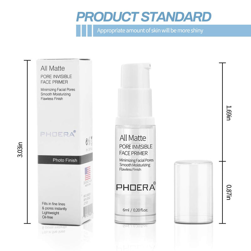 [Australia] - PHOERA Face Primer, Pore Primer Under Foundation, Oil-control Long Lasting Makeup Foundation Primer, Oil-free Makeup Base for All Skin Types (6 ml) 6 ml (Pack of 1) 