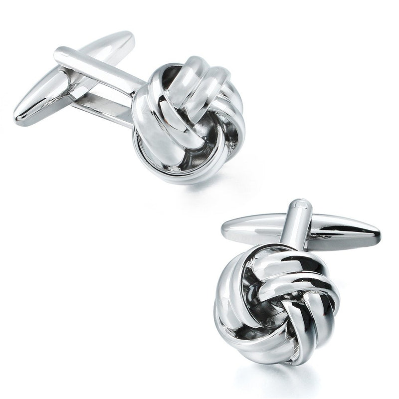 [Australia] - HAWSON Personalize Flower Knot Man Shirt Tuxedo Studs and Cufflinks Set Small Silver-2+6 Set 