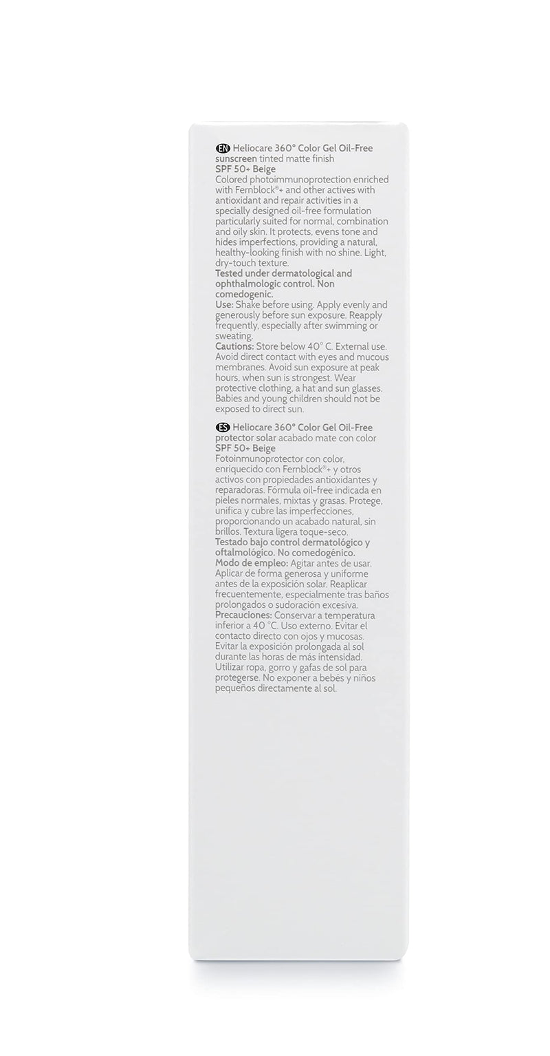 [Australia] - Heliocare 360 Color Gel Oil-Free Beige SPF 50 50ml / Gel Sunscreen For Face/Daily UVA UVB Visible Light Infrared-A Anti-Ageing Sun Protection/Matte Foundation Coverage 