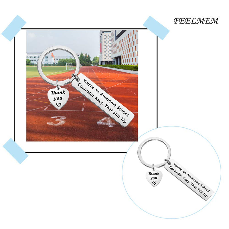 [Australia] - FEELMEM School Counselor Gift School Counselor Keychain Guidance Counselor Gift Advisor Gift You're an Awesome School Counselor Keep That Shit Up Appreciation Gift Thank You Gift silver 