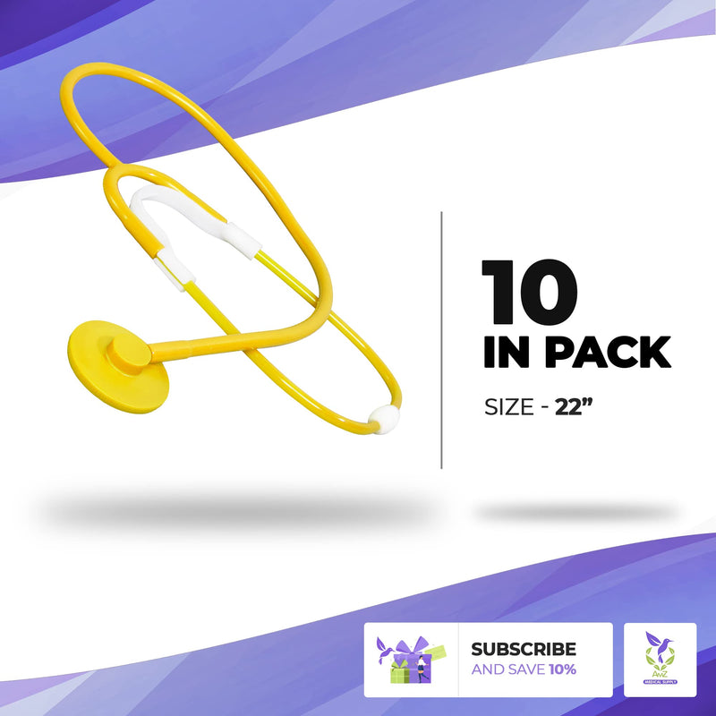 [Australia] - Dukal Pack of 10 Disposable Single Head Stethoscopes with 22” Y Piece Tubing. Single patient use. Stethoscope for Blood Pressure Readings, Home, Educational Purposes. 