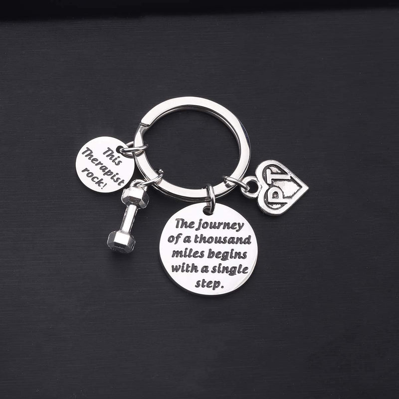 [Australia] - ENSIANTH PT Keychain Physical Therapist Keychain Motivational Gift The Journey of A Thousand Miles Gift Journey PT key 