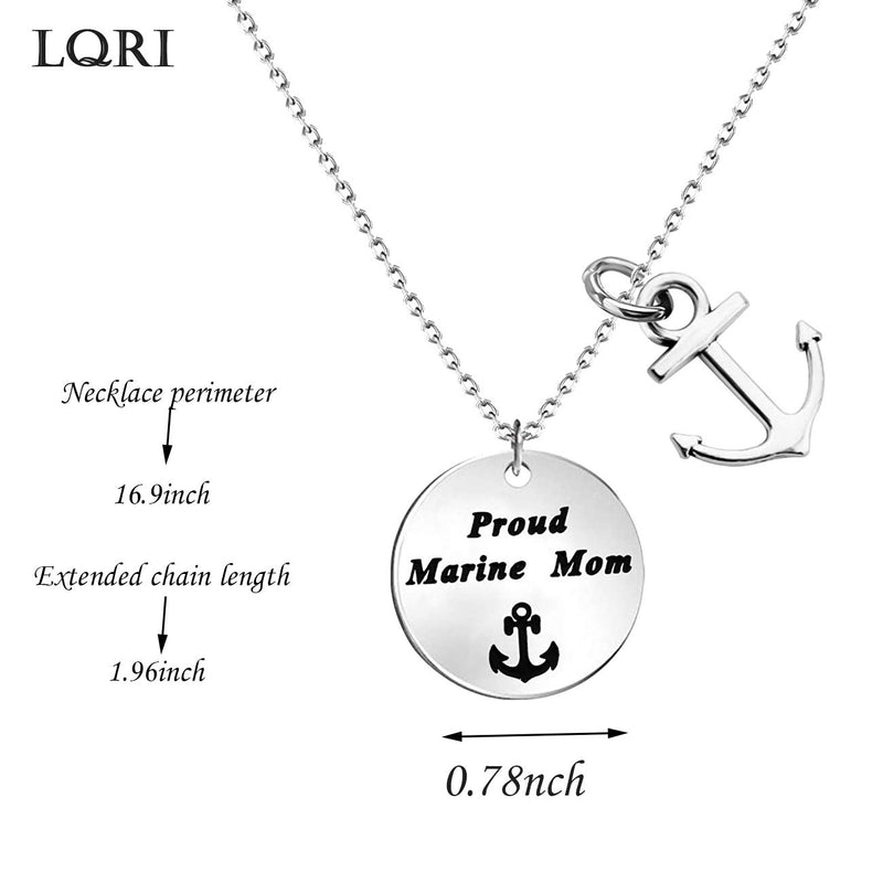 [Australia] - LQRI Marine Corps Mom Gift Proud Marine Mom Necklace with Anchor Charm USMC Mom Jewelry Military Mom Jewelry Gift for Marine Mom 