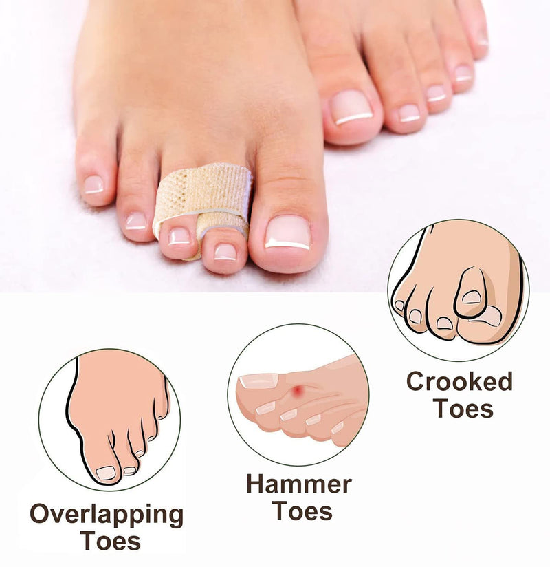 [Australia] - 6 PCS Hammer Toe Straighteners, Hammer Toe Separators Splint, Toe Bandage, Hammer Toe Corrector, Toe Cushioned Bandages warp for Correcting Hammer Toes,Broken Toes,Crooked Toes & Overlapping Toes 