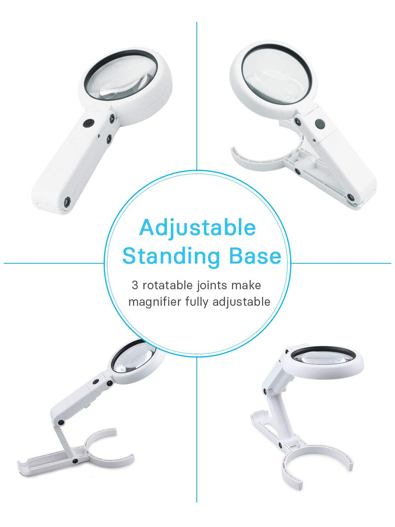 [Australia] - Magnifying Glass with Lights,Adjustable Standing Base,Portable Handheld,[3.5X+10X] Dual Magnification Lens,Magnifier Glass for Reading Jewelry Craft and Computer Repair 