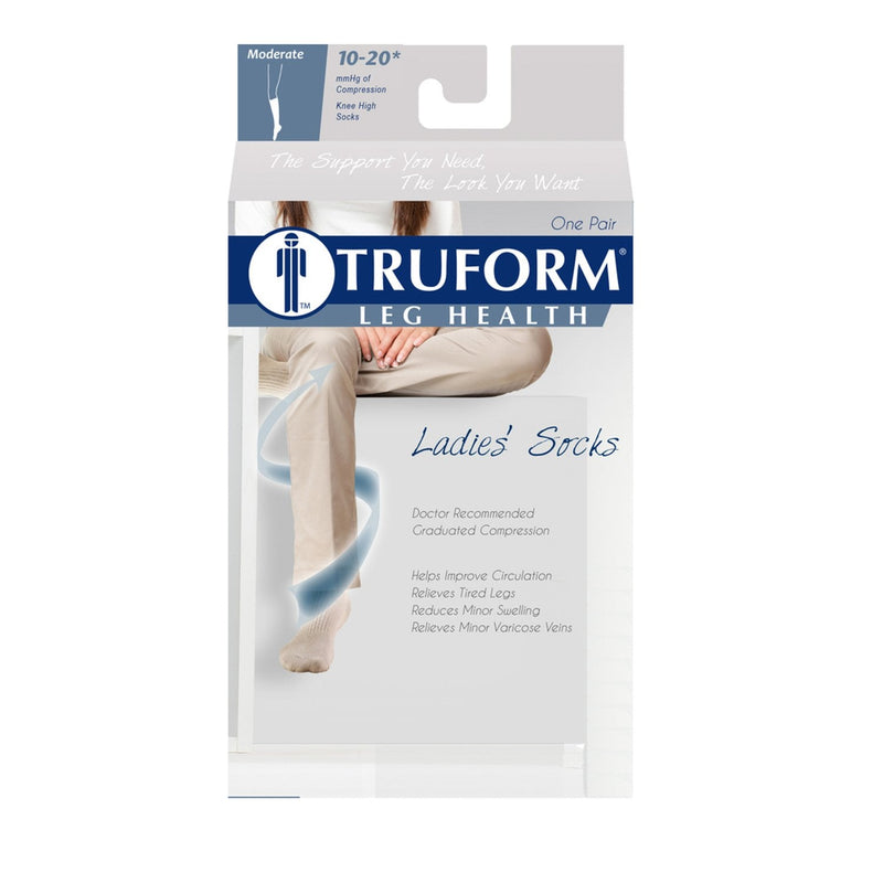 [Australia] - Truform Compression Socks, 10-20 mmHg, Ladies Gym Socks, Knee High Over Calf Length, White, X-Large X-Large (1 Pair) 