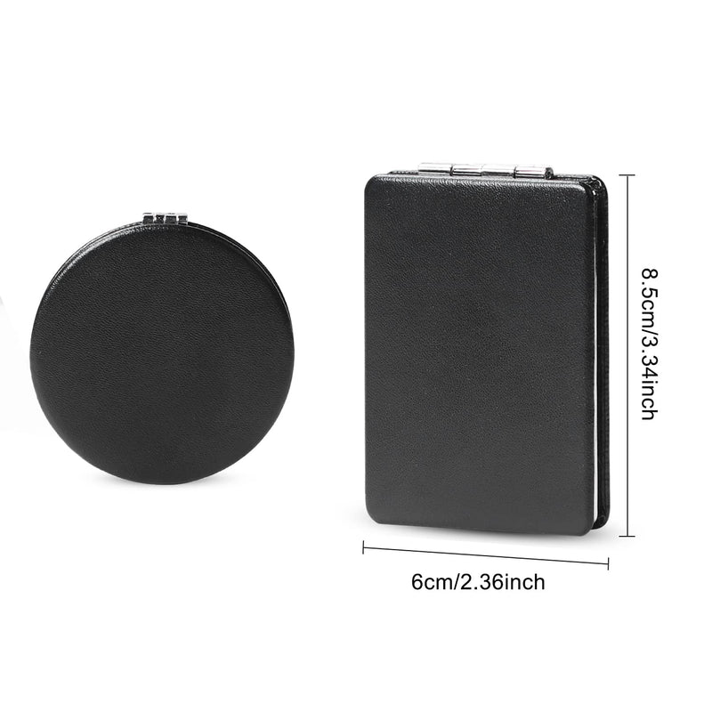[Australia] - Compact Mirror, WantGor 2 Pack Makeup Mirrors Travel Black Round Portable Double-Sided Pocket Mirror for Men, Women 
