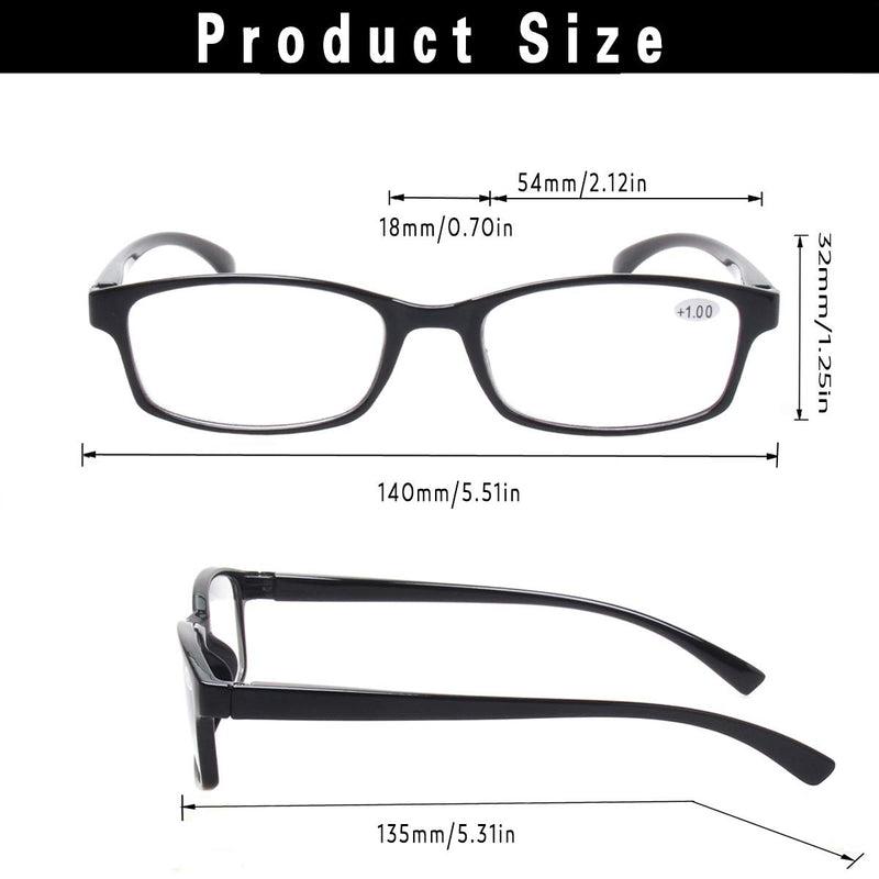 [Australia] - Reading Glasses 5 Pairs Quality Readers Spring Hinge Vintage Glasses for Reading for Men and Women (5 Pack Black, 1.0) 5 Pack Black 1.0 x 