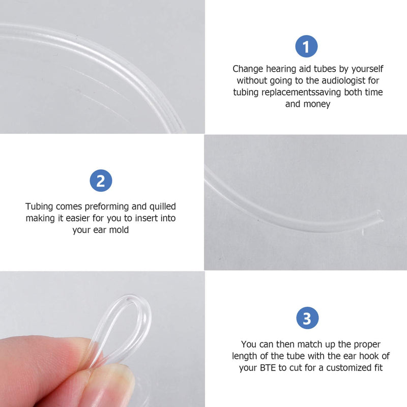 [Australia] - iplusmile Hearing Aid Tubes - Can be Cut and Customized - Preformed BTE Earmold Clear PVC Tubing for Hearing Machine 8.7X0.3CM 