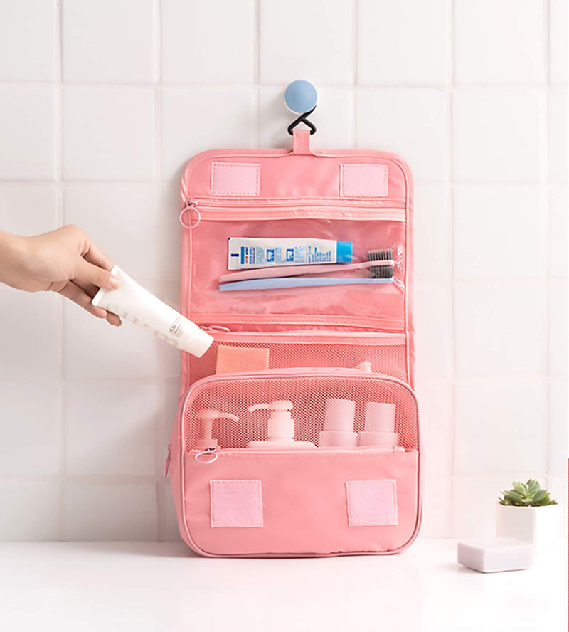 [Australia] - Hanging Toiletry Bag for hanging travel bags for toiletries Elastic Band Holders for Toiletries, Makeup, Brushes (Pink) Pink 