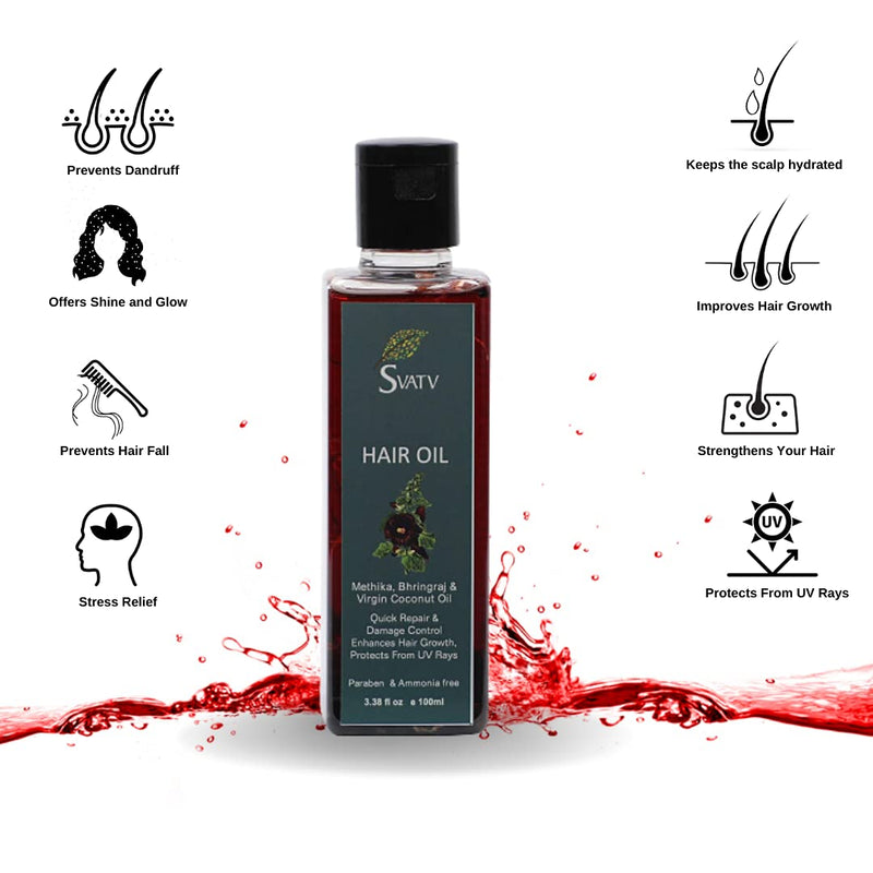 [Australia] - SVATV Hair Oil with Methika, Bhringraj & Virgin Coconut oil Ext. Natural Hair Growth, Dry Scalp, Thinning Hair - Best Hair Massage Oil For Men & Women hair growth 