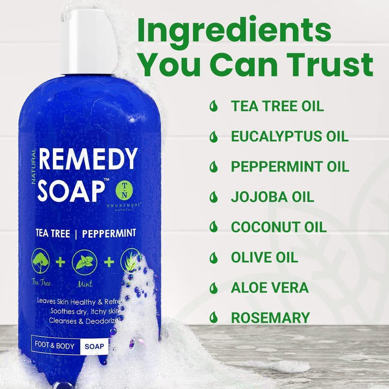 [Australia] - Remedy Tea Tree Oil Balm & Body Wash Bundle | Helps Body Odor, Athlete's Foot, Jock Itch, Ringworm, Yeast Infections, Skin Irritations, Eczema, Rashes for Women/Men | 100% Natural Tea Tree Mint & Aloe 