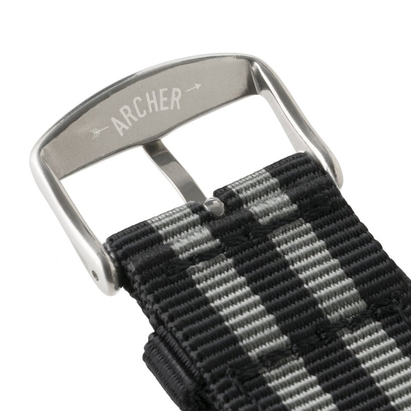 [Australia] - Archer Watch Straps - Premium Nylon Quick Release Replacement Watch Bands for Men and Women, Watches and Smartwatches | Multiple Colors, 18mm, 20mm, 22mm 18mm (See diagram) Black/Gray 