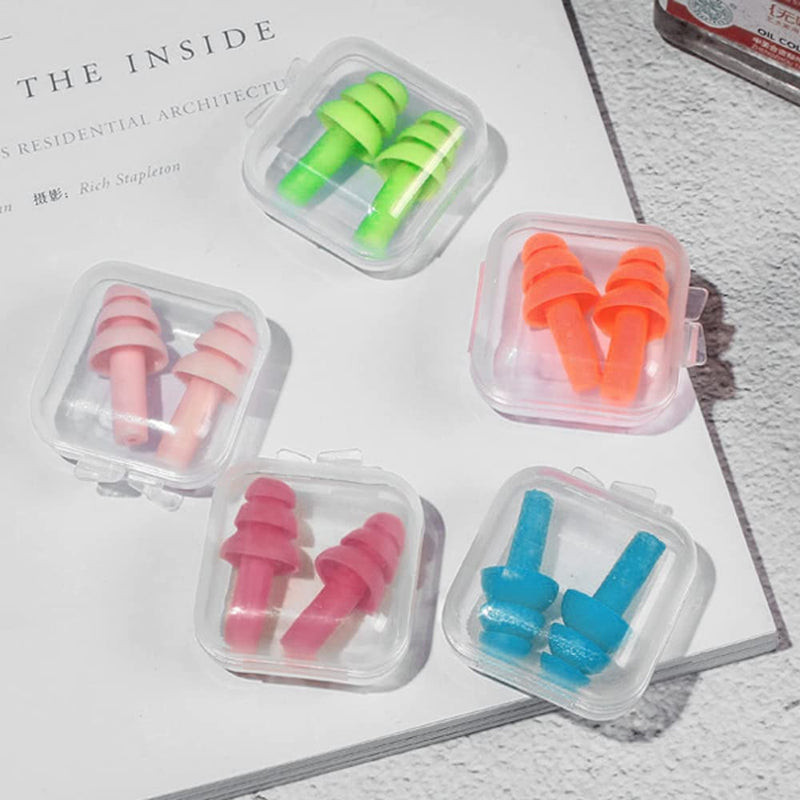 [Australia] - DFsucces 6 Pairs Silicone Ear Plugs Multi Colour Anti-snoring Boxed Anti-Noise Earplugs Noise-isolating and Noise-Cancelling for Sleep, Snoring, Work or Travel A 