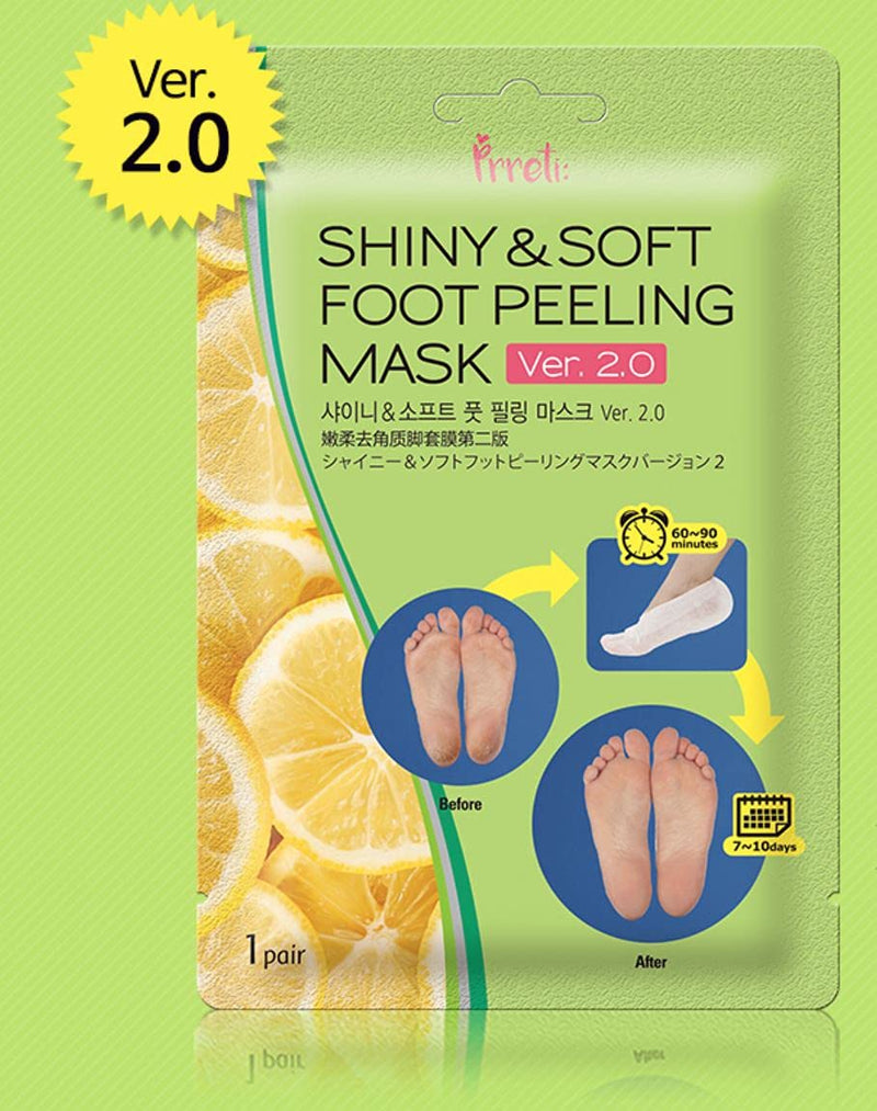 [Australia] - (Pack of 2 Pairs) PRRETI Shiny & Soft Foot Mask Version Up 2.0 of Foot Care for Man & Woman. Exfoliating Removes Dead Skin & Calluses in Two Weeks, Smoothing, Relaxing, Herb Complex (4 Pcs - Pack of 2 Pairs) - Korean Beauty Care 