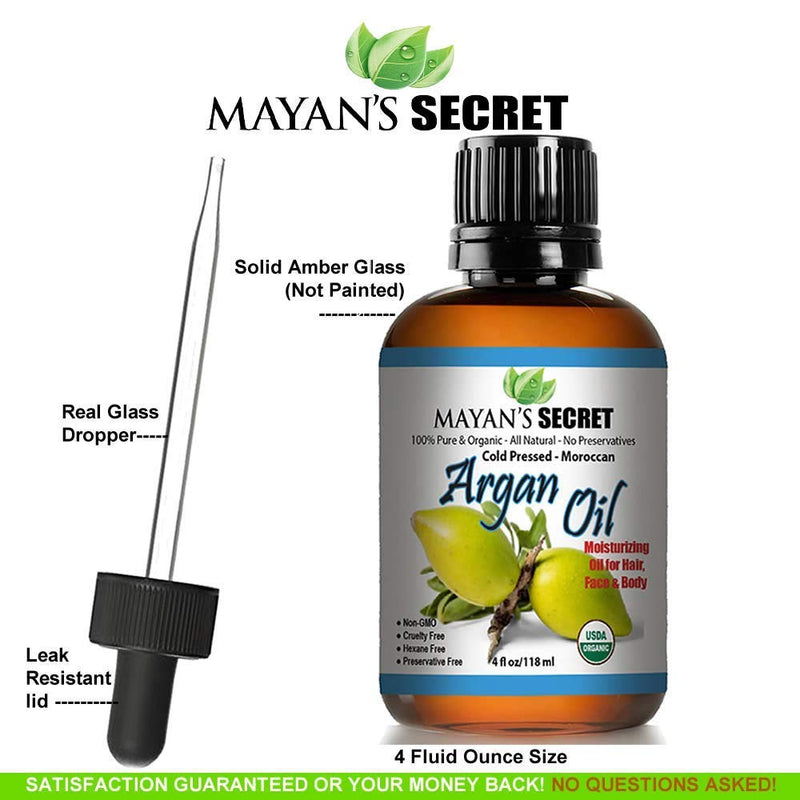 [Australia] - USDA Certified Organic Argan Oil For Hair, Skin, Face, Nails, Beard & Cuticles - Best 100% Pure Moroccan Aging skin , Wrinkles Beauty Secret, Cold Pressed Moisturizer 4oz 