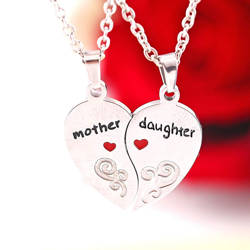 [Australia] - Anlive Mother Daughter Half Heart Necklaces Friendship Jewelry for Her Silver 