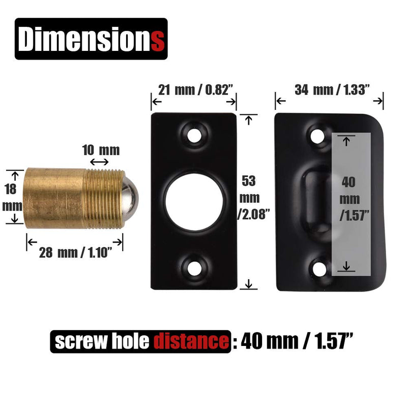 [Australia] - JQK Closet Door Ball Catch Hardware, Stainless Steel Catch Adjustable with Strike Plate, Black Finish 2 Pack, HBC100-BK-P2 