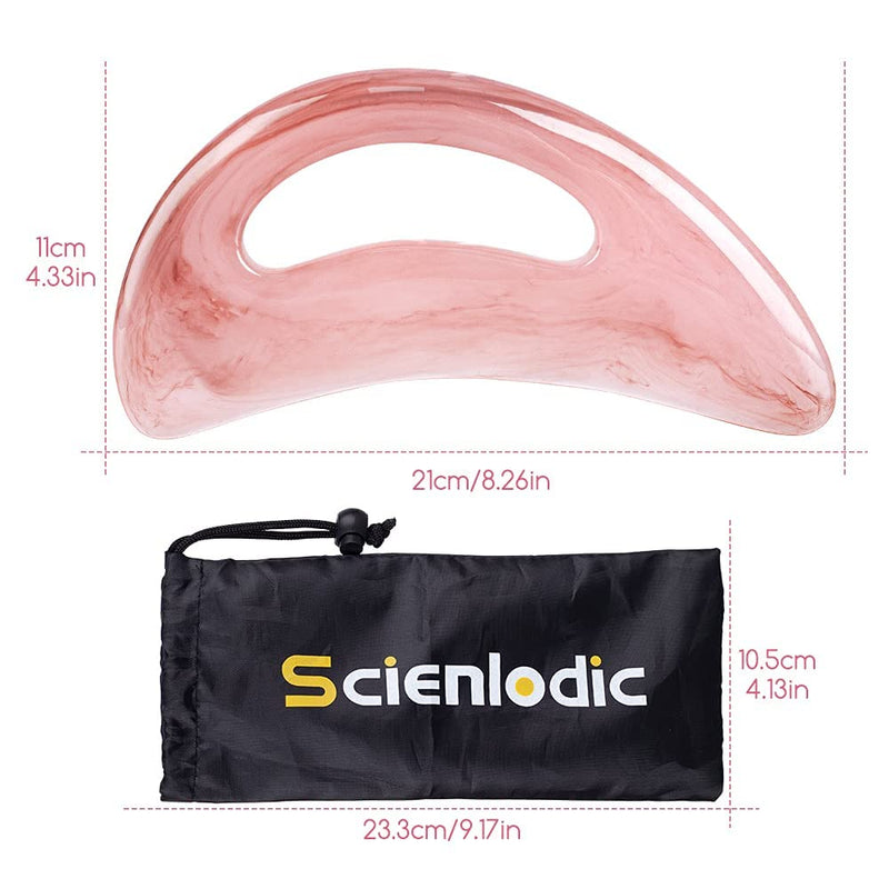 [Australia] - Gua Sha Massage Tool with Handle (Resin) Larger Guasha Scraping Tool for Back Neck Face Leg Massage, Lymphatic Drainage, Cellulite Remove Pink Large (Pack of 1) 