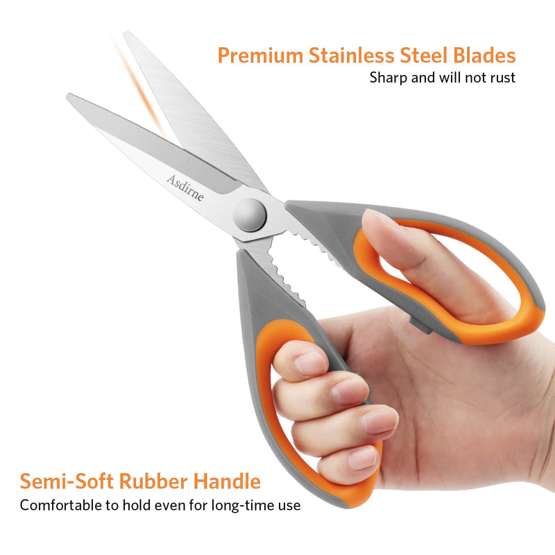 [Australia] - Asdirne Scissors, Kitchen Scissors with Sharp Stainless Steel Blades and Soft Handles, Multifunctional Scissors Set, 5PCs, Orange/Grey 