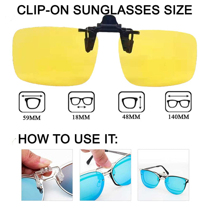 [Australia] - AirOne Polarized Cat Eye Clip On Sunglasses Over Prescription Glasses for Men Women UV Protection 2 Pack Yellow + Grey 