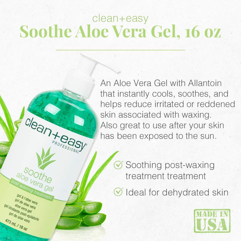 [Australia] - Clean + Easy Soothe Aloe Vera Gel Post Waxing Treatment, Calms and Soothes Irritated Skin After Waxing, Non-greasy and Gets Rid Of Excess Wax Residue, 16 oz 