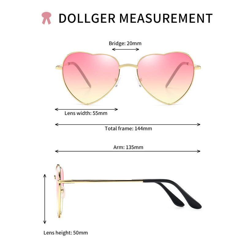 [Australia] - Dollger Heart Sunglasses Thin Metal Frame Lovely Heart Style for Women Pink Gradient Lens+gold Frame 