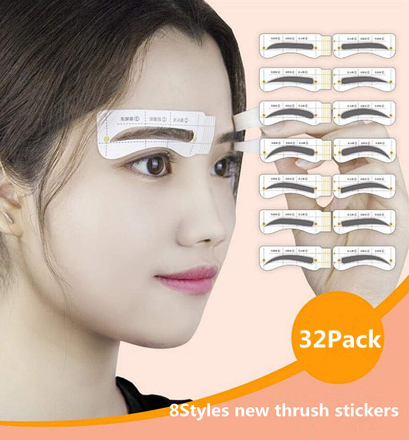 [Australia] - SKYWXHN-8 Sets Eyebrow Shaping StencilS Eye Brow Guide Template Kit Makeup DIY Tool-32 pcs 