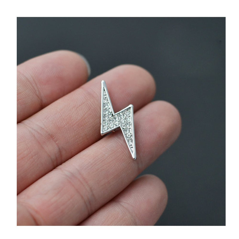 [Australia] - MANZHEN Gold Silver Lightening Bolt Crystal Lapel Pin Brooch 