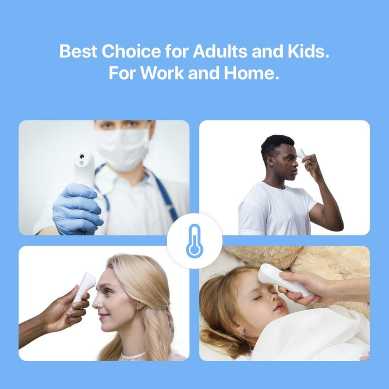 [Australia] - iHealth No-Touch Forehead Thermometer, Digital Infrared Thermometer for Adults and Kids, Touchless Baby Thermometer, 3 Ultra-Sensitive Sensors, Large LED Digits, Quiet Vibration Feedback, Non Contact 