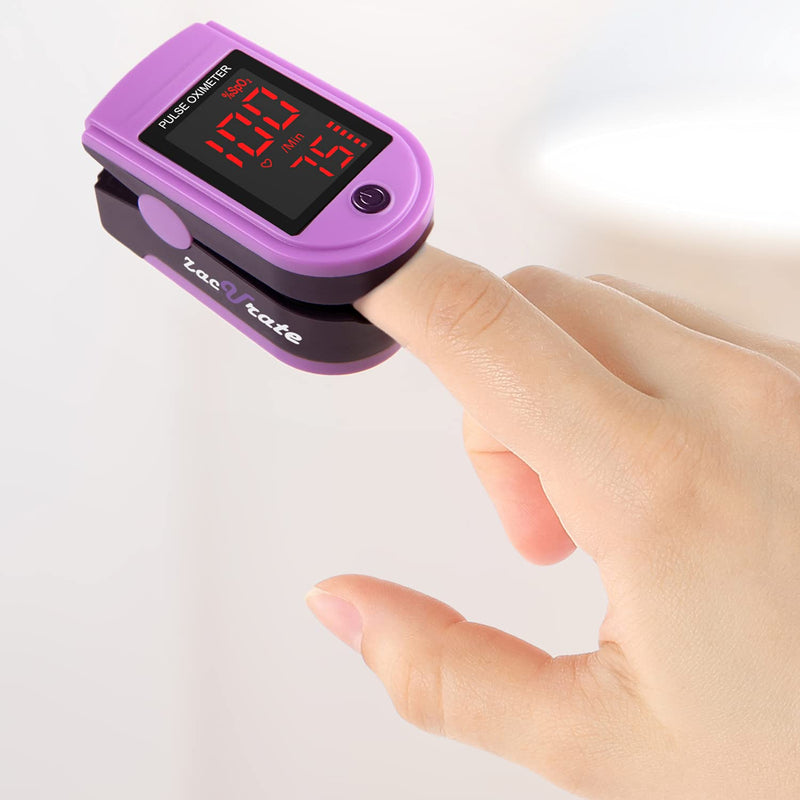 [Australia] - Zacurate Pro Series 500DL Fingertip Pulse Oximeter Blood Oxygen Saturation Monitor with Silicon Cover, Batteries and Lanyard (Mystic Purple) 