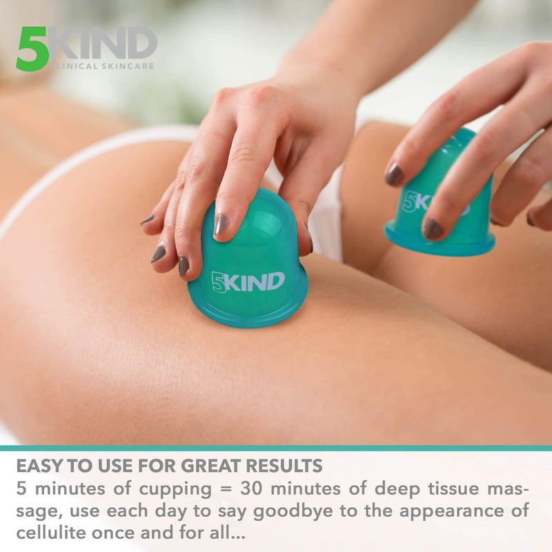 [Australia] - 5kind clinical skincare Anti-Cellulite Cup Set with Instructions, Satin Bag, Free e-Book and Discount Voucher for 5kind Professional Cellulite Cream 