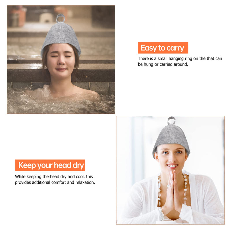 [Australia] - FOMIYES Original Wool Sauna Hat for Women and Men 2 Pack 100% Natural Felt Sauna Accessories Grey 