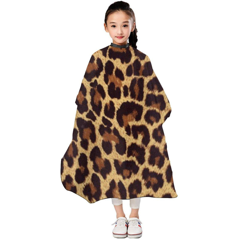 [Australia] - leopard print Kids Children Barber Cutting Cape Hairdressing Salon Hair Styling Cloth Apron Cover Gown Toddler (Adjustable Snap Haircut /39"x47" Inch) One Size Leopard Print 